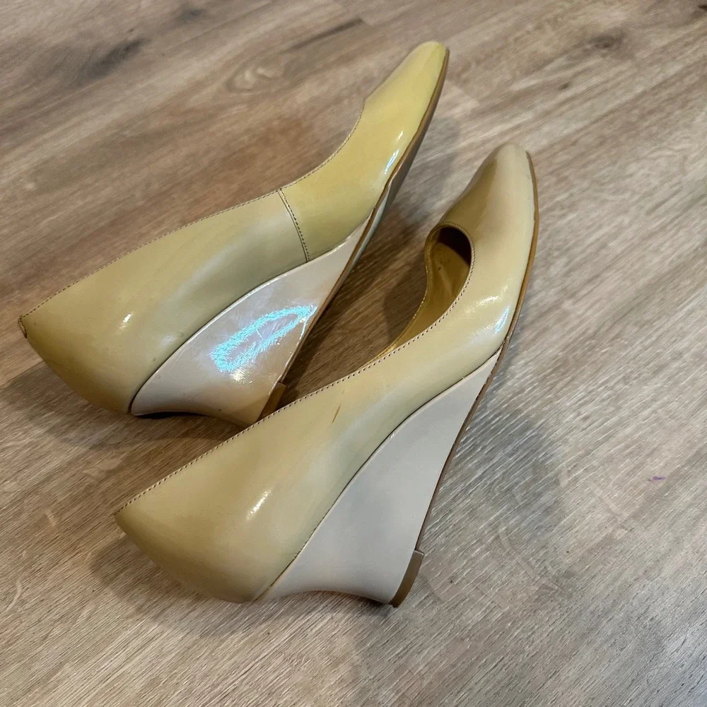 Cole Haan Wedge Pump Womens 7.5 Multi Nude Patent Leather Grand Signature Office